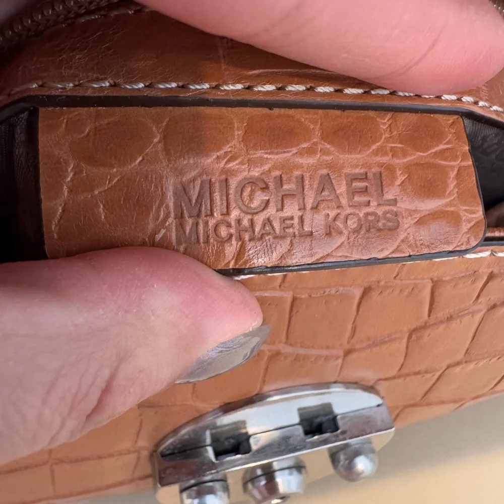 Michael Kors Crocodile Alligator Printed Leather Handbag Chain Link Shoulder Bag - Picture 7 of 8